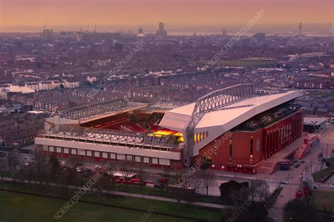 Aerial View Of Liverpool Stadium At Sunset Uk Stock Image F041