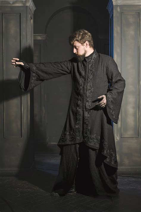 Mens Magic Robe Warlock Costume Mens Surcoat Black Medieval Etsy