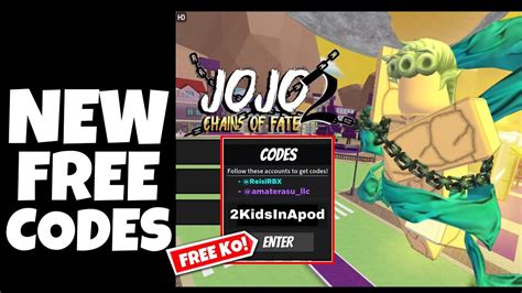 New Free Codes Jojo Chains Of Fate 2 Gives Free Ko Gameplay Robl