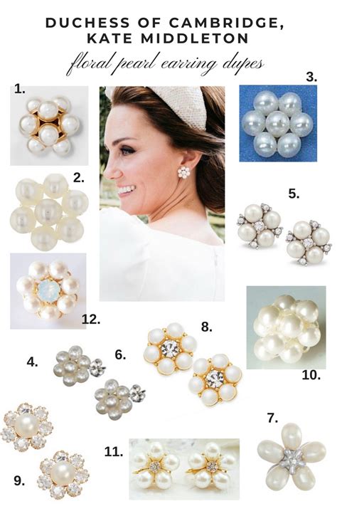 Duchess Of Cambridge Kate Middleton Inspired Floral Pearl Earring