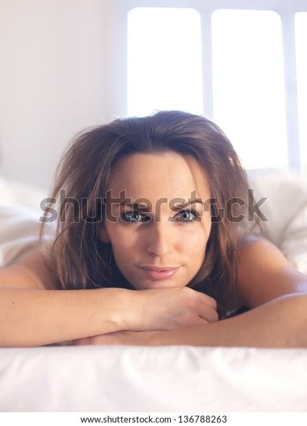 Closeup Woman Messy Bedroom Hair Looking Stock Photo 136788263