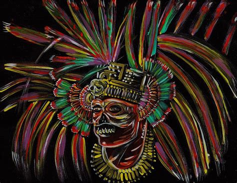 Aztec Skull Warrior Painting By Americo Salazar