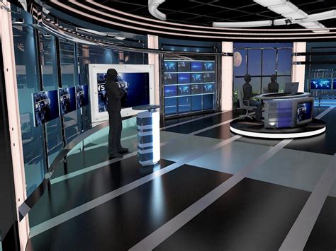Tv Virtual Stage News Room Studio 027 3d Model Flatpyramid