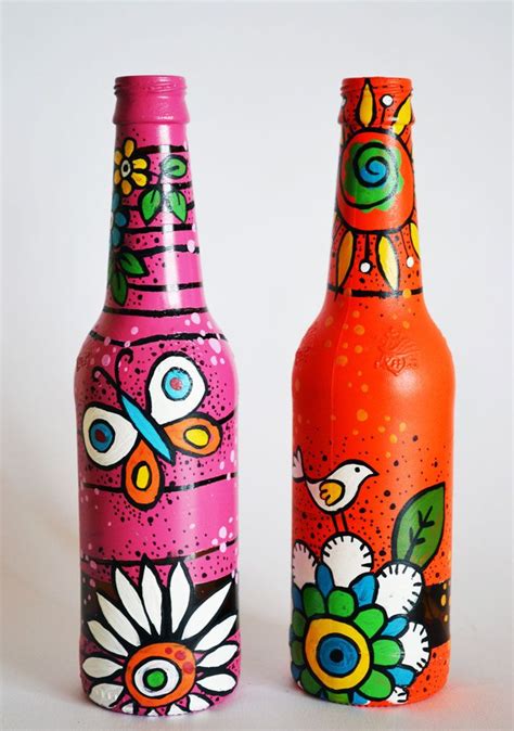 Repainted And Recycled Beer Bottle As Vases Or For By Indybindi