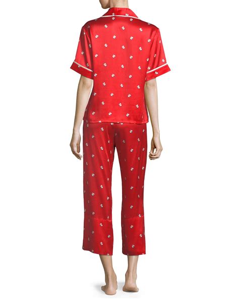 Olivia Von Halle Daria Cindy Crop Silk Pajama Set Silk Pajama Set Silk Pajamas Pajama Set
