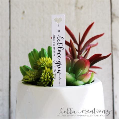 Let Love Grow Succulent Tag Succulent Stakes Wedding Etsy