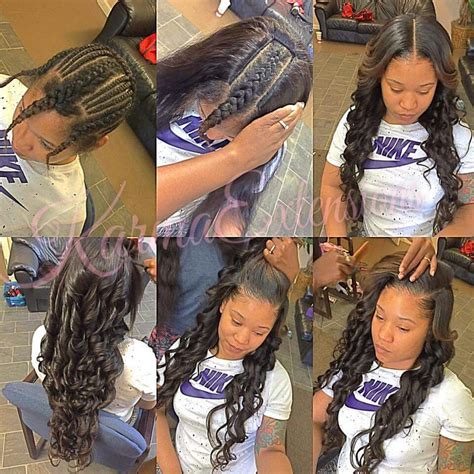 Middle Or Side Part Hair Styles Sew In Braids