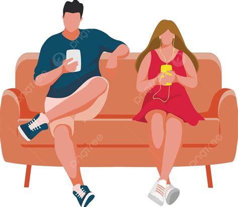 Man And Girl Sitting On The Sofa Couple Wait Waiting Vector Couple