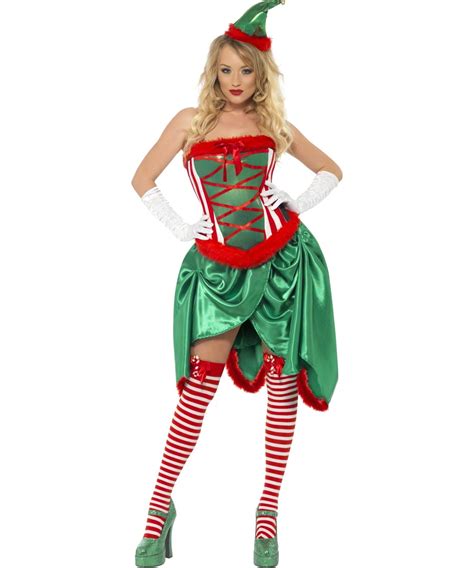 Sexy Elf Burlesque Fancy Dress Santas Helper Christmas Party Fancy