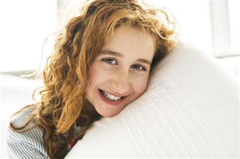 A Redhead Young Teen Girl On Her Bed Stock Image Image Of Lifestyle