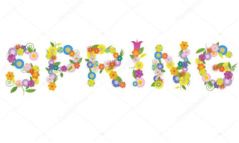 Word Spring Made Of Flowers — Stock Vector © Enotmaks 9657145