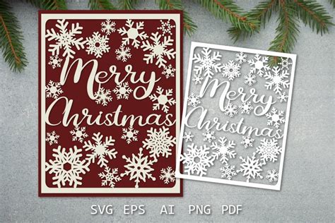 Christmas Card Design Svg Snowflakes Papercut Template