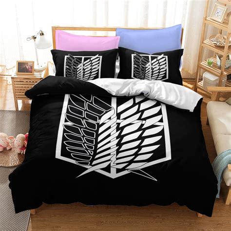 Anime Attack On Titan Bedding Set Anime Duvet Cover Set Soft Microfiber