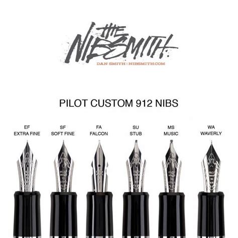 The Nib Smith Pilot Custom Nibs Are Lined Up In Different Sizes And