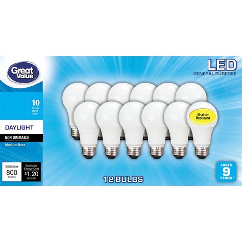 Great Value Led Light Bulb 10 Watts 60w Equivalent A19 General
