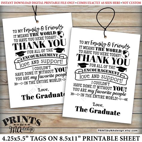 Graduation Tags Thank You Graduation Party Thank You Tags Etsy Nederland