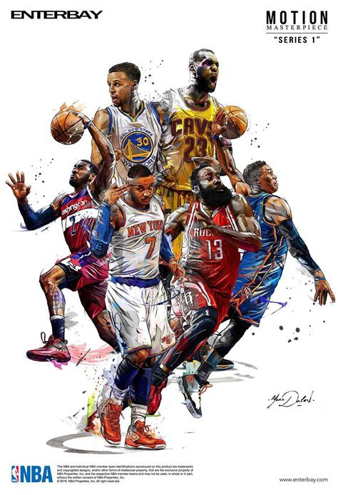 This Colorful Line Illustration Of Nba Players From Various Teams Is A