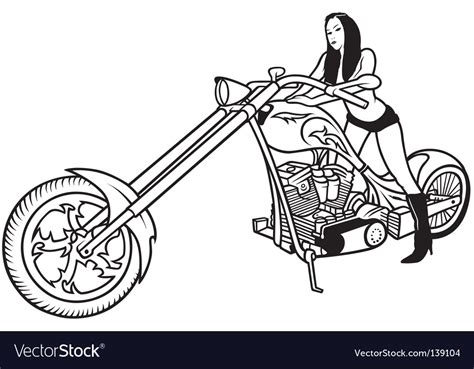 Girl And Chopper Royalty Free Vector Image Vectorstock