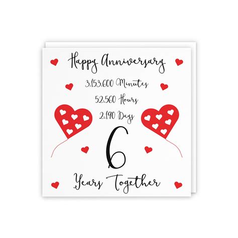 6th Wedding Anniversary Card 6 Years Together Happy Etsy Uk