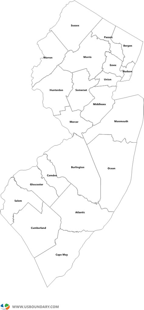 Download New Jersey Counties Outline Map New Jersey State Outlines