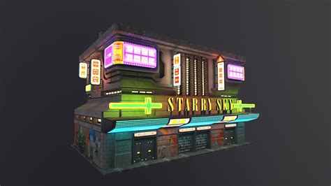 3D Model Cyberpunk Building 6 VR AR Low Poly CGTrader