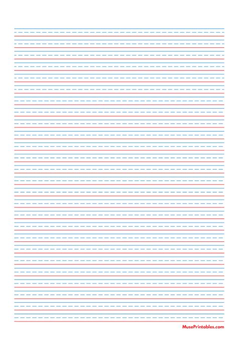 Red And Blue Lined Handwriting Paper Printable For Ki