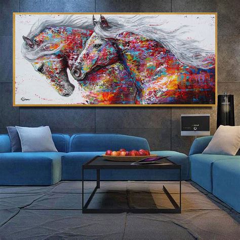 Large Posters Abstract Oil Painting Runing Horse Animal Posters And