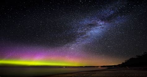 Northern Lights And The Milky Way Over Lake Michigan Pics