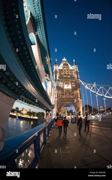 London Uk Londons Famous Tower Bridge At Dusk Constructed In The