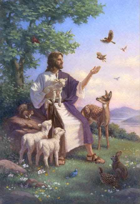 Jesus With Animals By Corbert Gauthier Jesus Pictures Jesus Art