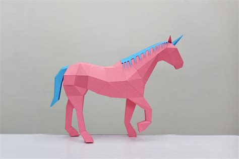 Diy Papercraft Unicorn Sculpture3d Papercraftunicorn Patternlowpoly