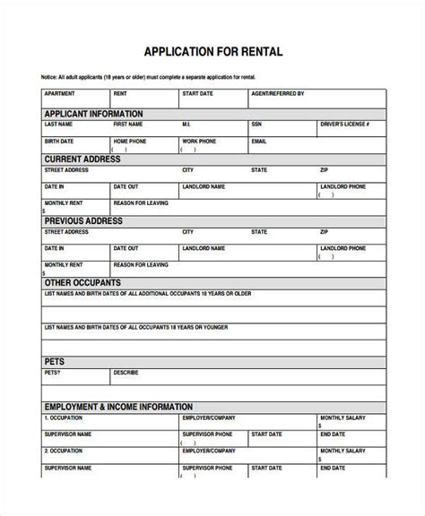 Rental Application Examples 7 Samples In Pdf Examples