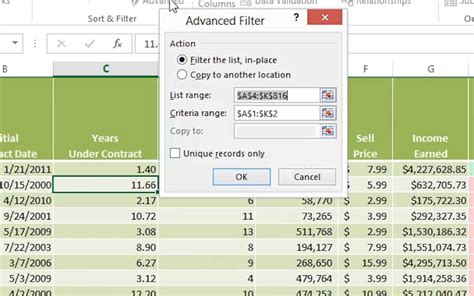 The Advanced Filter In Excel 2013