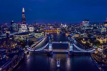 London Night Aerial Cityscape History Skyline Through