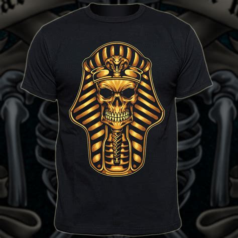 Pharaoh Gold Skull Tee Shirt Design Tshirt Factory