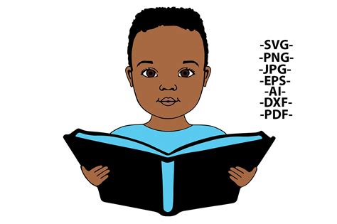 Black Boy Svg Reading Book Svg School Boy Learning Clipart Etsy Canada