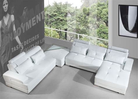 Divani Casa Phantom Modern White Bonded Leather Sectional Sofa W Ott