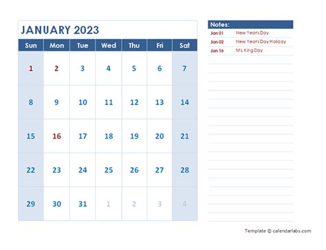 2023 Monthly Calendar Template Landscape Free Printable Templates