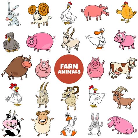 Cartoon Set Of Farm Animals — Stock Vector © Antonbrand 8055092