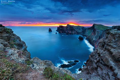 Colorful Sunset At A Cliff At Caniçal Madeira Island Madrid Portugal