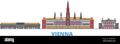 Austria Vienna Line Cityscape Flat Vector Travel City Landmark