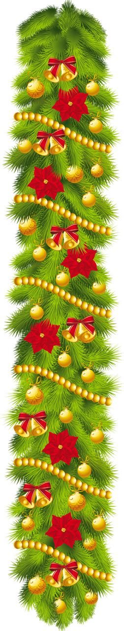 Find images of christmas garland. Transparent Christmas Pine Garland with Ornaments Clipart ...