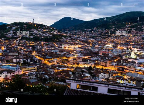 Quito Ecuador At Night View Of Colonial City Or Old City Stock Photo