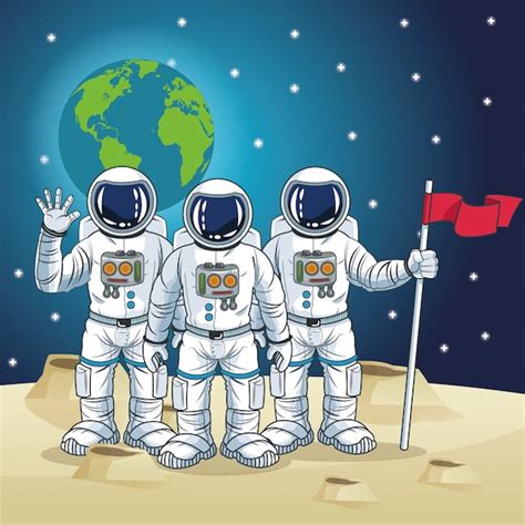 Astronauta De Dibujos Animados De Espacio Descargar Vectores Premium