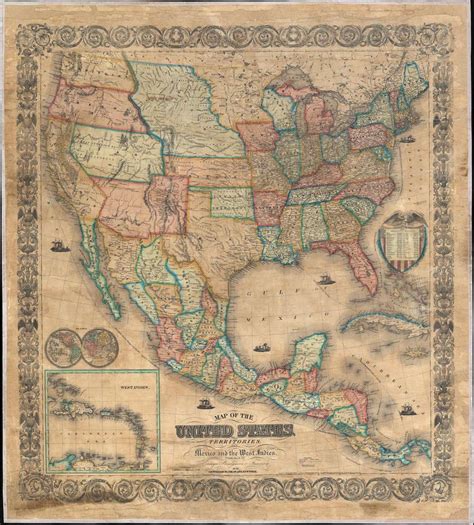 Map Of The United States With Its Territories Also Mexico And The