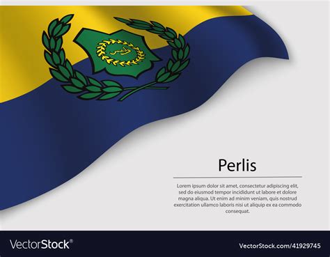 Wave Flag Of Perlis Is A Region Of Malaysia Vector Image