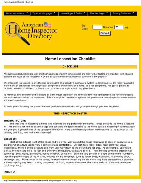 20 Printable Home Inspection Checklists Word Pdf Template Lab