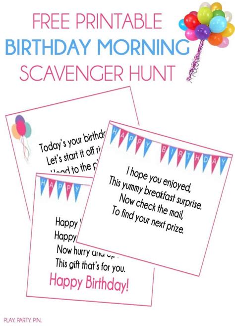 Free Printable Birthday Scavenger Hunt
