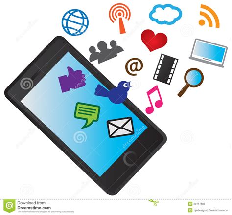 Mobile Cellular Phone With Social Media Icons Royalty Free Stock Photos ...