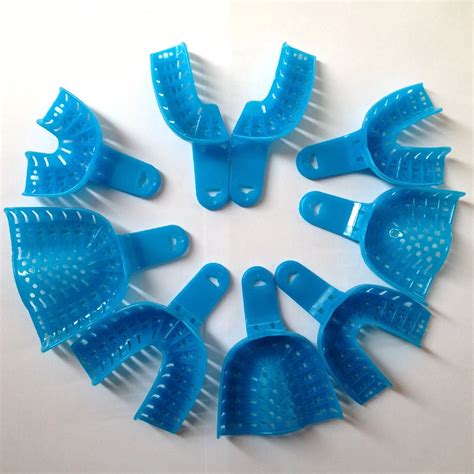 9 Pieces Pack Dental Disposable Plastic Impression Tray As Shown In